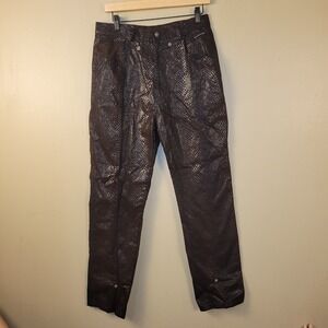 WESTERN ETHICS Womens Snake Skin Metallic Print Pants Brown Silver Size L